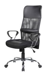 Sedia da ufficio Bay, Poltrona presidenziale con braccioli, Sedia ergonomica da ufficio, 56x61h111-121 cm, Nero