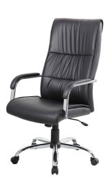 Sedia da ufficio Bendigo, Poltrona presidenziale alta con braccioli, Sedia ergonomica da ufficio, 69x60h120-130 cm, Nero