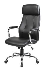 Sedia da ufficio Cairns, Poltrona presidenziale con braccioli, Sedia ergonomica da ufficio, 66x62h121-131 cm, Nero