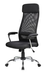 Sedia da ufficio Canberra, Poltrona presidenziale con braccioli, Sedia ergonomica da ufficio, 65x65h126-136 cm, Nero