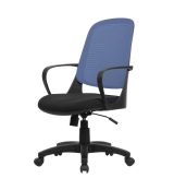 Sedia da ufficio Coffs, Poltrona operativa a rete con braccioli, Seduta ergonomica da ufficio, 61x60h99-108 cm, Nero e Blu