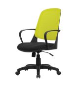 Sedia da ufficio Coffs, Poltrona operativa a rete con braccioli, Seduta ergonomica da ufficio, 61x60h99-108 cm, Nero e Giallo