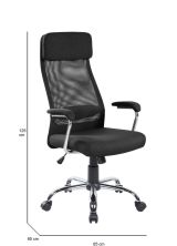 Sedia da ufficio con ruote con braccioli in tessuto nera - Jou