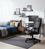 Sedia da ufficio Dubbo, Poltrona presidenziale con braccioli, Sedia ergonomica da ufficio, 70x65h103-114 cm, Nero