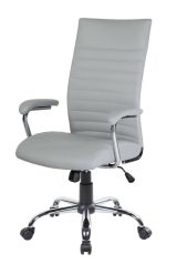 Sedia da ufficio Geelong, Poltrona presidenziale con braccioli, Sedia ergonomica da ufficio, 63x65h108-118 cm, Grigio