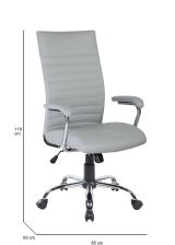 Sedia da ufficio Geelong, Poltrona presidenziale con braccioli, Sedia ergonomica da ufficio, 63x65h108-118 cm, Grigio