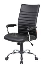 Sedia da ufficio Geelong, Poltrona presidenziale con braccioli, Sedia ergonomica da ufficio, 63x65h108-118 cm, Nero