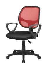 Sedia da ufficio Geraldton, Poltrona operativa a rete con braccioli, Seduta ergonomica da ufficio, 56x57h88-100 cm, Nero e Rosso
