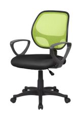 Sedia da ufficio Geraldton, Poltrona operativa a rete con braccioli, Seduta ergonomica da ufficio, 56x57h88-100 cm, Nero e Verde