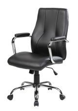 Sedia da ufficio Hobart, Poltrona direzionale con braccioli, Sedia ergonomica da ufficio, 64x58h101-111 cm, Nero