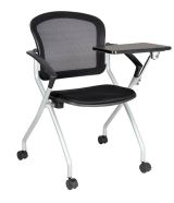 Sedia da ufficio Kalgoorlie, Sedia sala da attesa con bracciolo e tavoletta, Seduta ergonomica da attesa, 61x49h84 cm, Nero