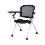 Sedia da ufficio Kalgoorlie, Sedia sala da attesa con bracciolo e tavoletta, Seduta ergonomica da attesa, 61x49h84 cm, Nero
