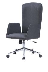 Sedia da ufficio Launceston, Poltrona presidenziale con braccioli, Sedia ergonomica direzionale da ufficio, 55x56h98-105 cm, Grigio