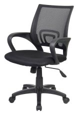 Sedia da ufficio Lismore, Sedia operativa a rete con braccioli, Seduta ergonomica da ufficio, 59x54h90-100 cm, Nero