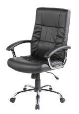 Sedia da ufficio Melton, Poltrona direzionale con braccioli, Sedia ergonomica da ufficio, 69x64h106-116 cm, Nero
