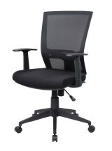 Sedia da ufficio Palmerston, Poltrona direzionale a rete con braccioli, Seduta ergonomica da ufficio, 59x64h96-106 cm, Nero