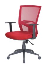Sedia da ufficio Palmerston, Poltrona direzionale a rete con braccioli, Seduta ergonomica da ufficio, 59x64h96-106 cm, Rosso