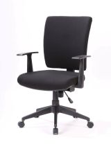 Sedia da ufficio Palmerston, Poltrona direzionale con braccioli, Seduta ergonomica da ufficio, 61x65h98-108 cm, Nero