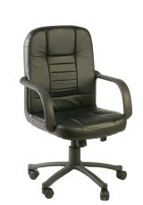 Sedia da ufficio Shepparton, Poltrona direzionale con braccioli, Sedia ergonomica da ufficio, Nero, 56x59h88-99 cm