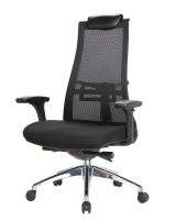 Sedia da ufficio Sydney, Poltrona direzionale a rete con braccioli, Seduta ergonomica da ufficio, 71x69h110-118 cm, Nero