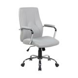 Sedia ergonomica con ruote imbottita con braccioli in ecopelle grigia - Yuki