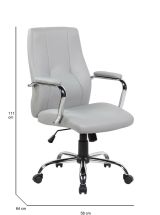 Sedia ergonomica con ruote imbottita con braccioli in ecopelle grigia - Yuki