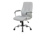 Sedia ergonomica con ruote imbottita con braccioli in ecopelle grigia - Yuki