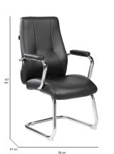 Sedia ergonomica imbottita in ecopelle nero - Lucana