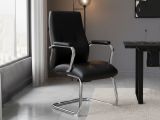 Sedia ergonomica imbottita in ecopelle nero - Lucana