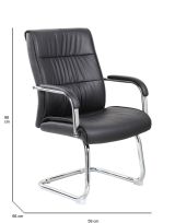 Sedia fissa ufficio imbottita in ecopelle nero - Decimo
