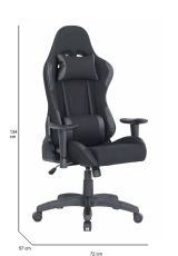 Sedia gaming imbottita con braccioli in ecopelle nera - Mindy
