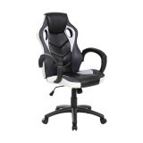 Sedia gaming imbottita con braccioli in tessuto nera e bianca - Urbana