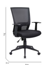 Sedia girevole con schienale ergonomico in tessuto nera - Eulalia