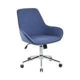 Sedia girevole imbottita con braccioli in ecopelle blu - Luminosa