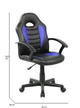 Sedia girevole imbottita in tessuto nera e blu - Miranda