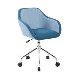 Sedia girevole schienale basso con braccioli in ecopelle blu - Bardello