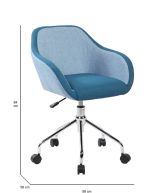 Sedia girevole schienale basso con braccioli in ecopelle blu - Bardello