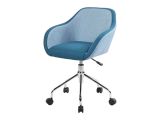 Sedia girevole schienale basso con braccioli in ecopelle blu - Bardello