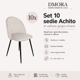 Sedia Grigio Chiaro 10 Sedie Imbottito, Peso Supportato 120 kg - Achito