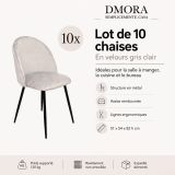 Sedia Grigio Chiaro 10 Sedie Imbottito, Peso Supportato 120 kg - Achito