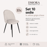 Sedia Grigio Chiaro 10 Sedie Imbottito, Peso Supportato 120 kg - Achito