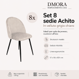 Sedia Grigio Chiaro 8 Sedie Imbottito, Peso Supportato 120 kg - Achito