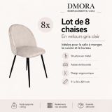 Sedia Grigio Chiaro 8 Sedie Imbottito, Peso Supportato 120 kg - Achito