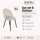 Sedia Grigio Chiaro 8 Sedie Imbottito, Peso Supportato 120 kg - Achito