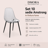 Sedia Grigio Fume 10 Sedie Peso Supportato 120 kg, Sfumatura Colore Struttura Fume - Amstrong