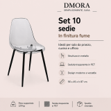Sedia Grigio Fume 10 Sedie Peso Supportato 120 kg, Sfumatura Colore Struttura Fume - Amstrong