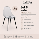 Sedia Grigio Fume 8 Sedie Peso Supportato 120 kg, Sfumatura Colore Struttura Fume - Amstrong