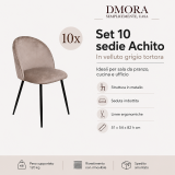 Sedia Grigio Tortora 10 Sedie Imbottito, Peso Supportato 120 kg - Achito