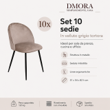 Sedia Grigio Tortora 10 Sedie Imbottito, Peso Supportato 120 kg - Achito
