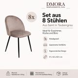 Sedia Grigio Tortora 8 Sedie Imbottito, Peso Supportato 120 kg - Achito